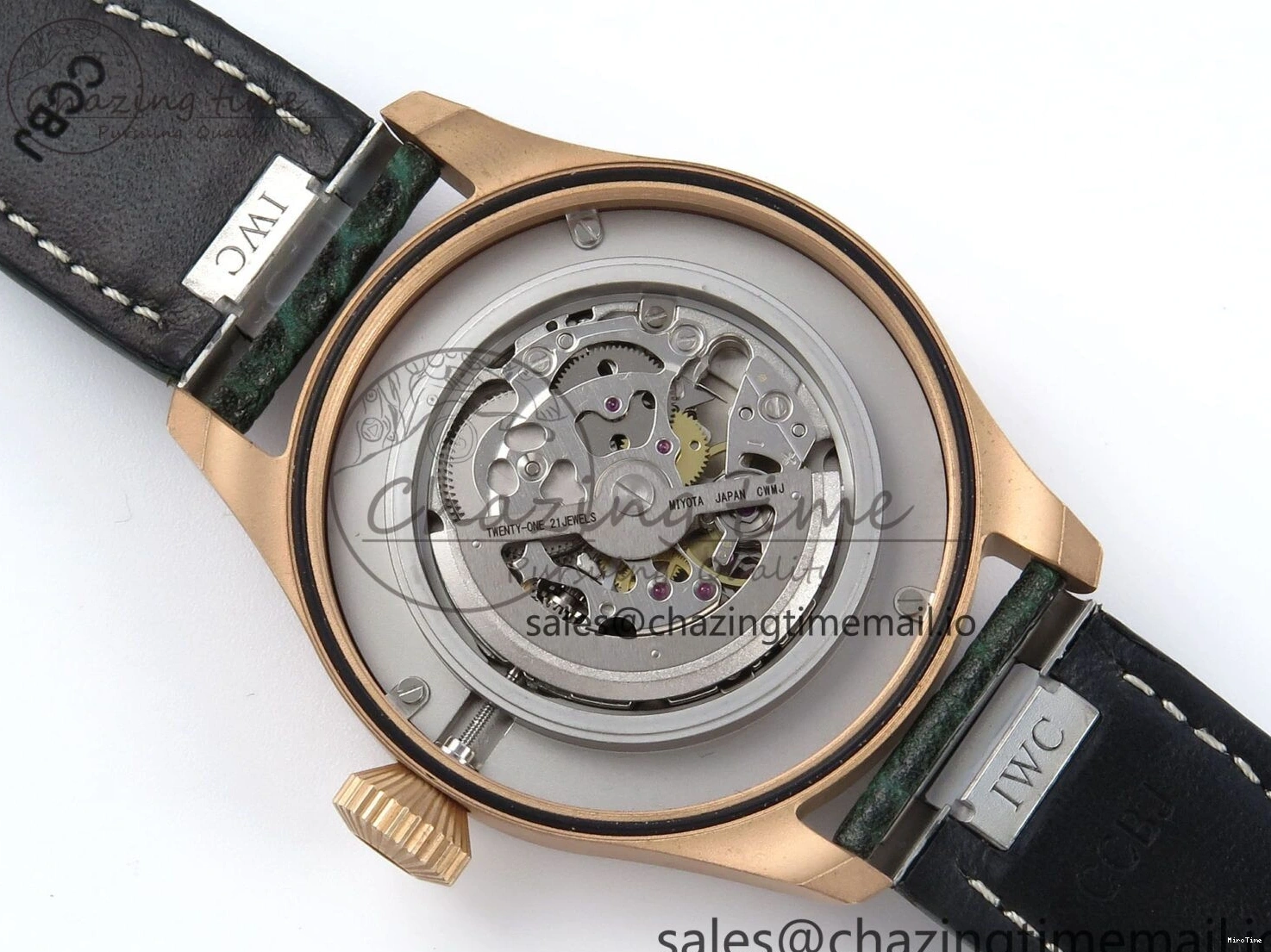 MIROTIME 0307 Durable Big Pilot IW329702 M+F 1:1 Best Edition Green Dial on Green Leather Strap MY 7006